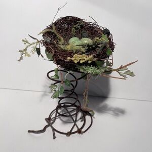 Decorative Bird Nest on Rustic Metal Spring